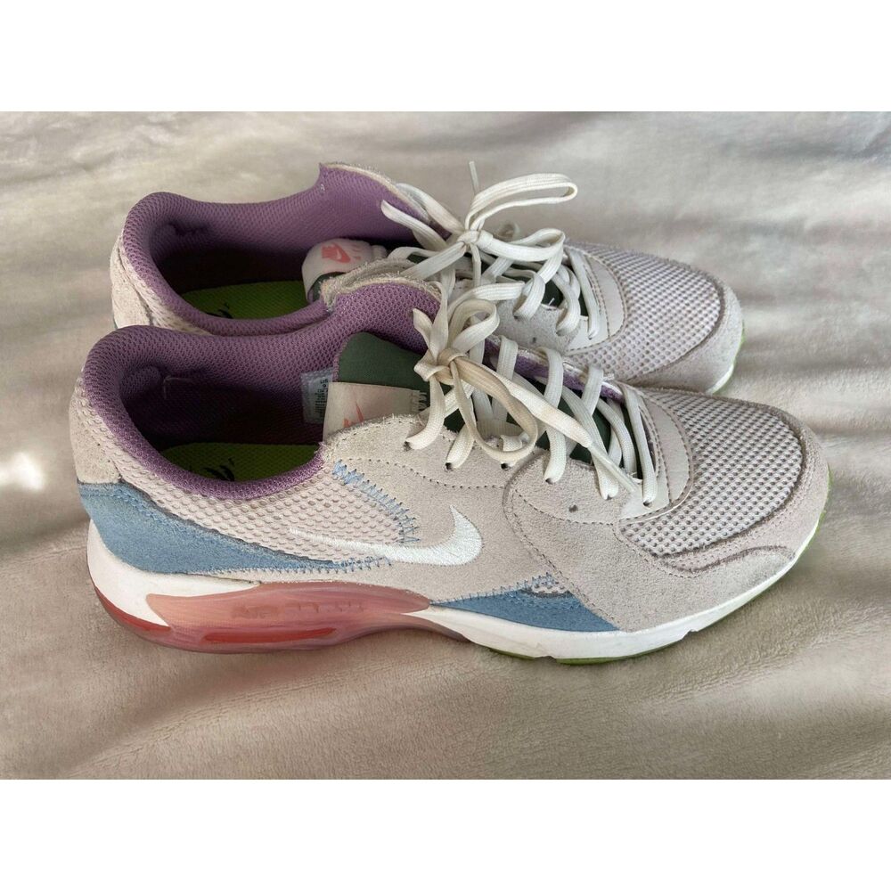 Nike Air Max Women’s Athletic Sneakers in Cream, Light Blue, Pink & Green - Picture 6 of 10